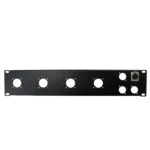 ProX 2U-4 XLR D +4 NL4 NAC3 unloaded rack panel rear connector view showing XLR inputs and outputs