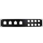 ProX 2U-8 XLR D +4 NL4 NAC3 unloaded rack panel front view with eight XLR connectors