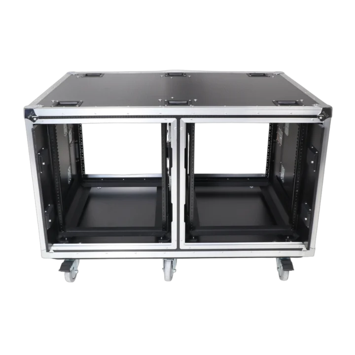 ProX 2X12U 24-inch deep vertical rack case with dual sliding slam doors and caster wheels