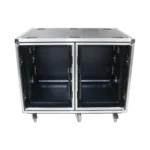 ProX 2X16U 24 inch deep vertical rack case rear panel with shock mount and caster wheels