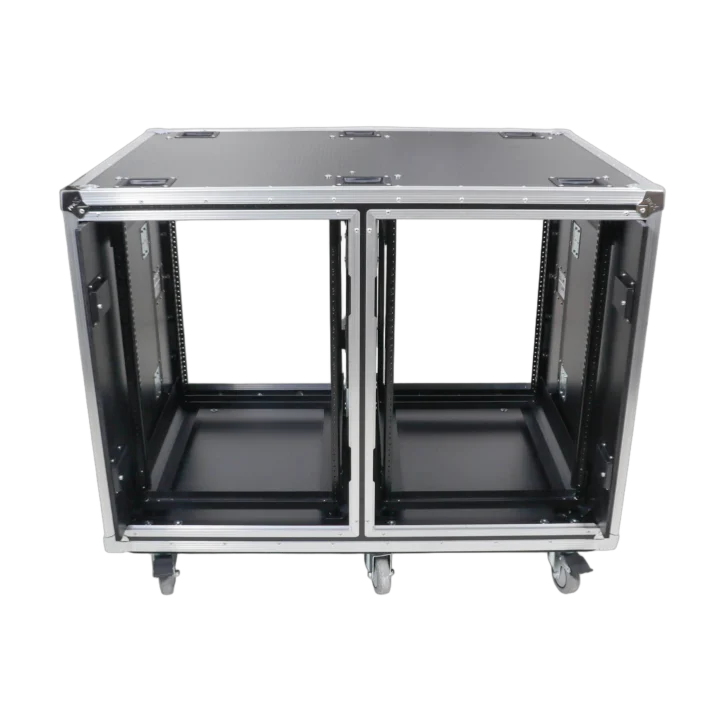 ProX 2X16U 24-inch deep vertical rack case with dual sliding slam doors and caster wheels