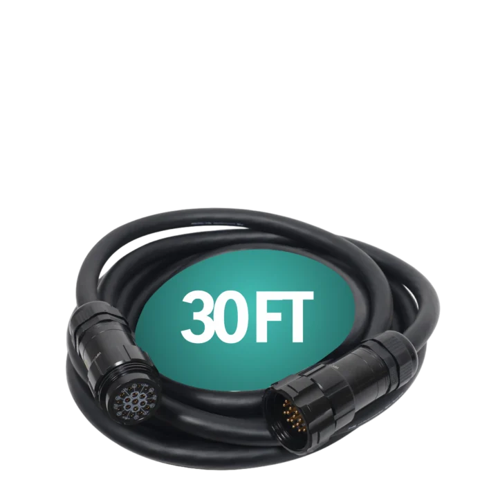 ProX 30 foot 19-pin power distribution extension cable with male to female connectors and 12AWG SJOOW jacket