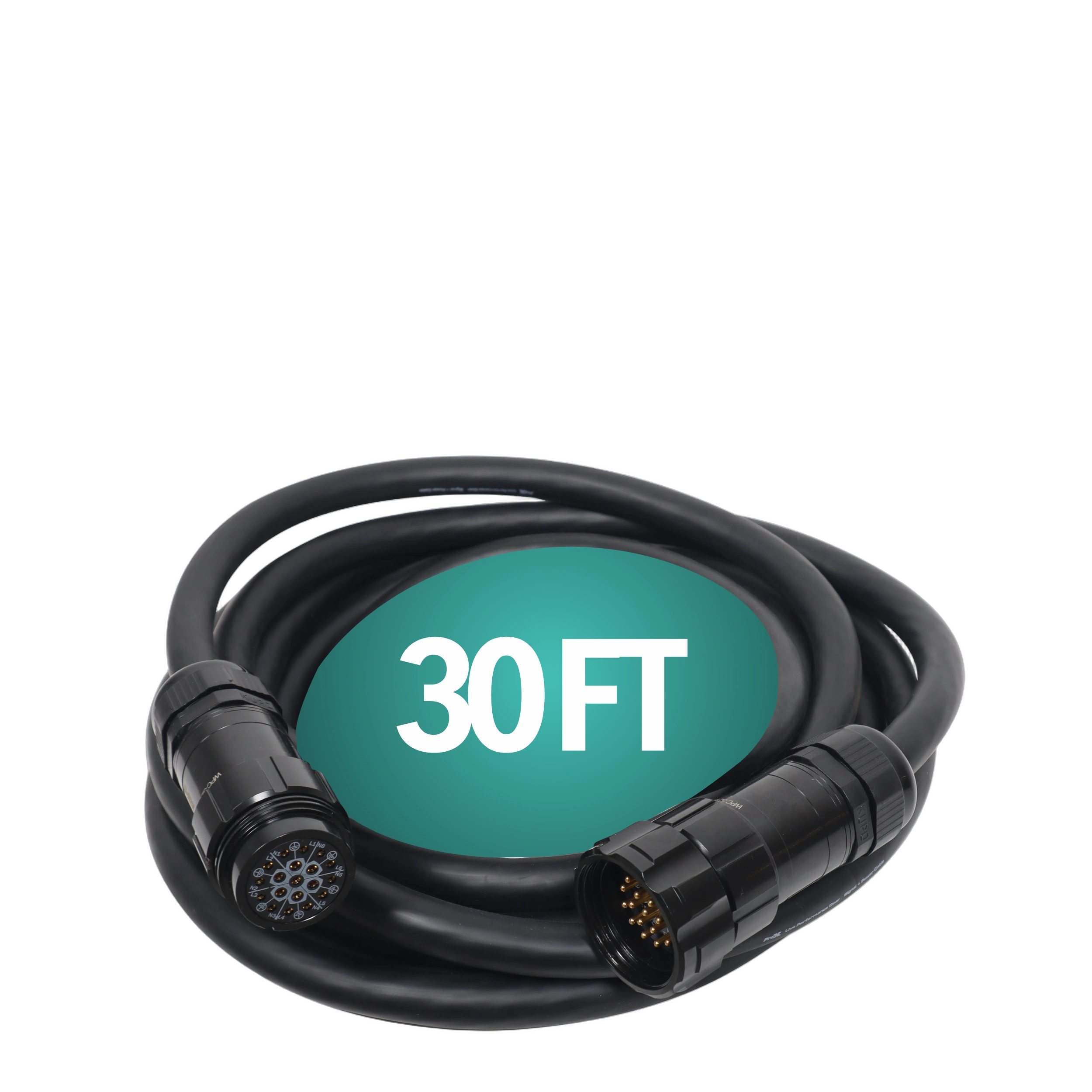 ProX 30 ft. 19-Pin Power Distro Extension Cable Male to Female ProX 30 foot 19-pin power distribution extension cable with male to female connectors and 12AWG SJOOW jacket