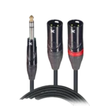 ProX 3 foot Y-cable with 1/4 inch stereo jack and dual XLR male connectors, full length view