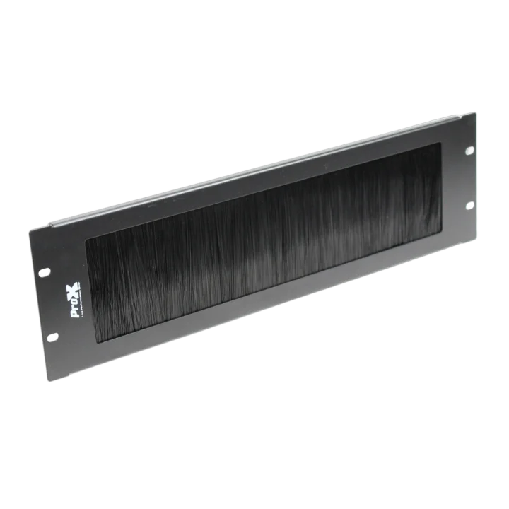 ProX 3U rack panel brush cable management slot strips front view with black bristles