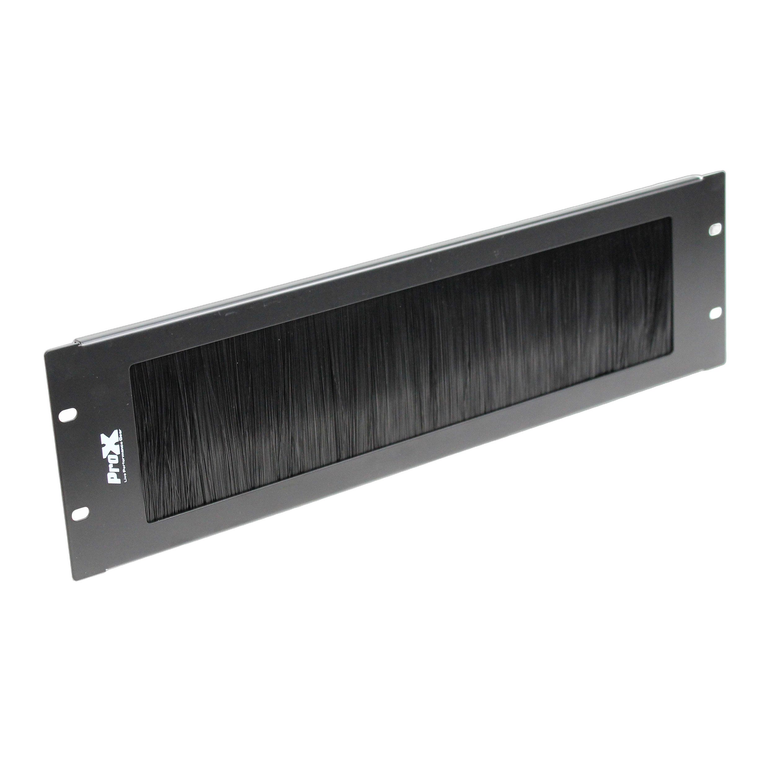 ProX 3U Rack Panel Brush Cable Management Slot Strips ProX 3U rack panel brush cable management slot strips front view with black bristles