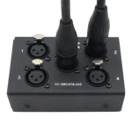 ProX 4-Channel Cat6 stage snake box with four XLR female connectors in live sound application setup