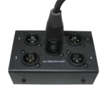 ProX 4-channel Cat6 stage snake box with four XLR male connectors, front panel view