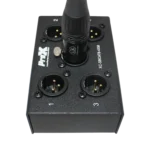 ProX 4-channel Cat6 stage snake box rear panel showing XLR connections and cable management