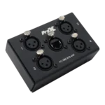 ProX 4-Channel Cat6 stage snake box showing four XLR female connectors and cable management