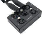 ProX 4-Channel Cat6 Stage Snake Box showing four XLR female connectors detail view