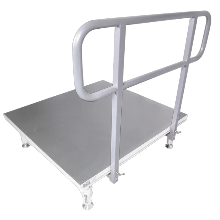 ProX 4 foot professional single guard rail for StageQ portable stage platform front view