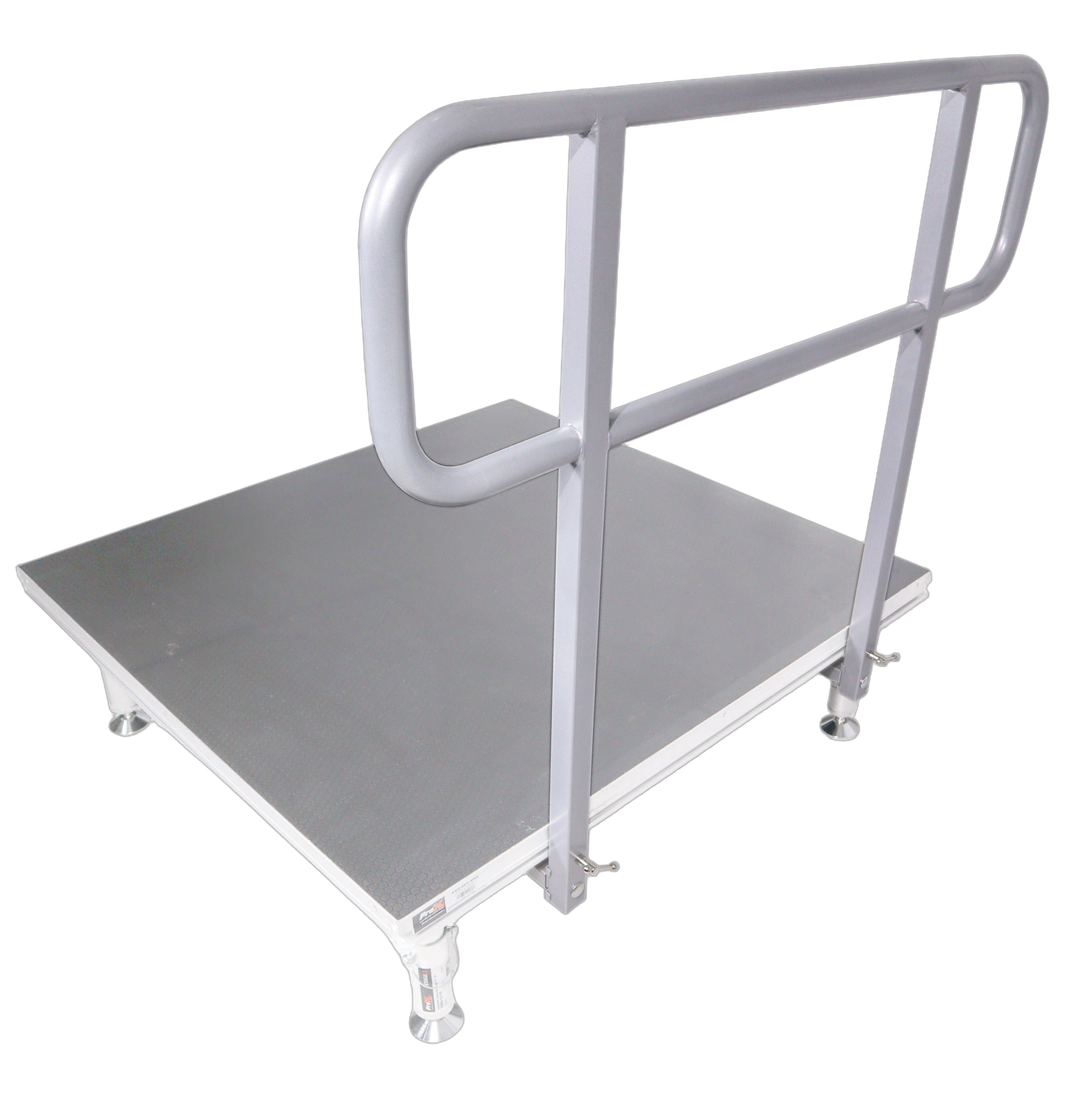 ProX 4 FT Professional Guard Rail StageQ Portable Stage ProX 4 foot professional single guard rail for StageQ portable stage platform front view