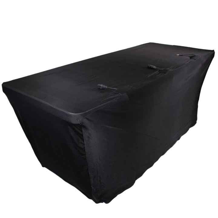 ProX 4 foot open back spandex table cover scrim black fabric detail texture