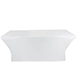 ProX 4 foot open back white spandex table cover scrim front view display