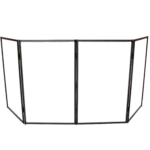ProX 5 panel black frame DJ facade with stainless steel quick release hinges in application setup