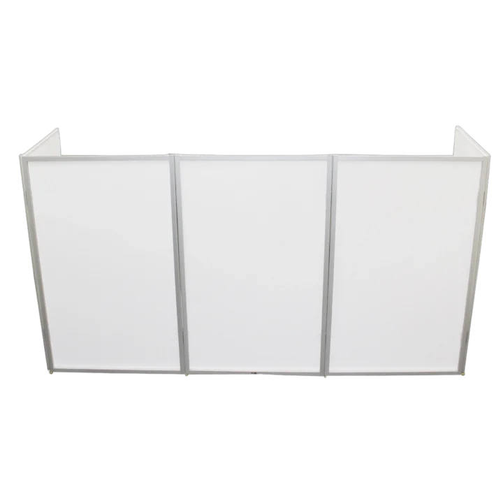 ProX 5 Panel Silver Frame DJ Facade with stainless steel quick release hinges front view