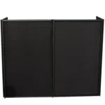 ProX 5 panel black frame DJ facade with stainless steel quick release 180 degree hinges detail