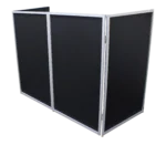 ProX 5 Panel Silver Frame DJ Facade with stainless quick release hinges in professional event setup