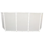 ProX 5 Panel white frame DJ facade with stainless steel quick release 180-degree hinges side angle