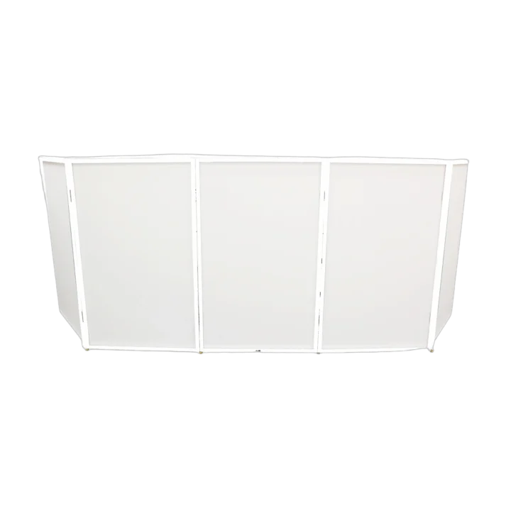 ProX 5 Panel white frame DJ facade with quick release 180 degree hinges front view