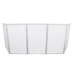 ProX 5 panel silver frame DJ facade with stainless quick release hinges in professional event application