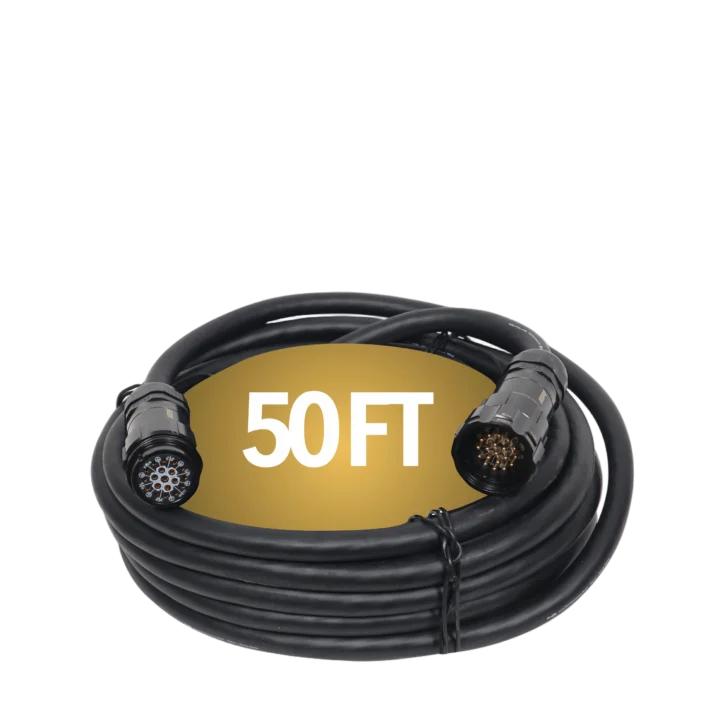 ProX 50 foot 19-pin power distro extension cable with male to female connectors, 12AWG SJOOW jacket