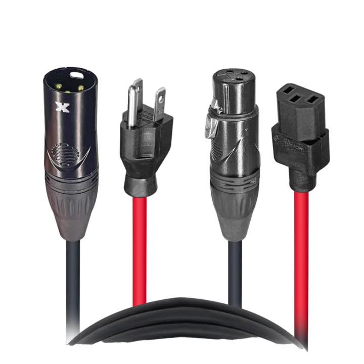 ProX 50 foot AC XLR combo cable with connectors displayed on white background