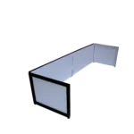 ProX black frame 6-foot foldable tabletop DJ facade with black and white scrims fully assembled