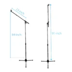 ProX professional tripod microphone stand with boom arm and mic clip, side profile view