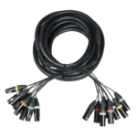 ProX 25-foot 8-channel snake cable with XLR3 female to male connectors, coiled configuration