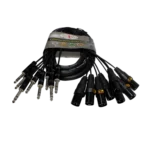 ProX 10 ft 8-channel snake cable showing XLR3 male and 1/4 inch TRS balanced connectors detail