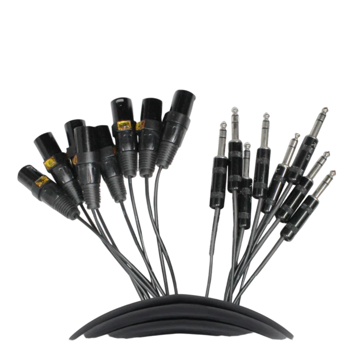 ProX 10 foot 8-channel snake cable with XLR3 male connectors and balanced 1/4 inch TRS ends