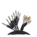 ProX 10 ft 8-channel snake cable with 1/4 inch TS to RCA connectors front view