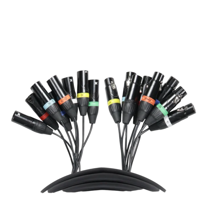 ProX 25 foot 8-channel snake cable with XLR3 female to male connectors, full length product shot