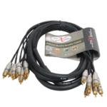 ProX 10 ft 8-channel snake cable with RCA connectors showing detailed connector construction