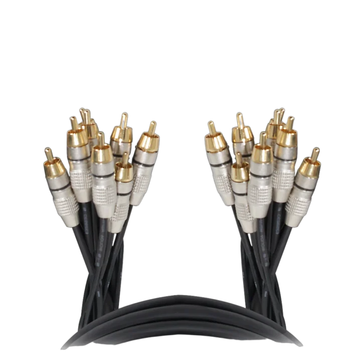 ProX 10 foot 8-channel snake cable with RCA connectors, professional audio interconnect