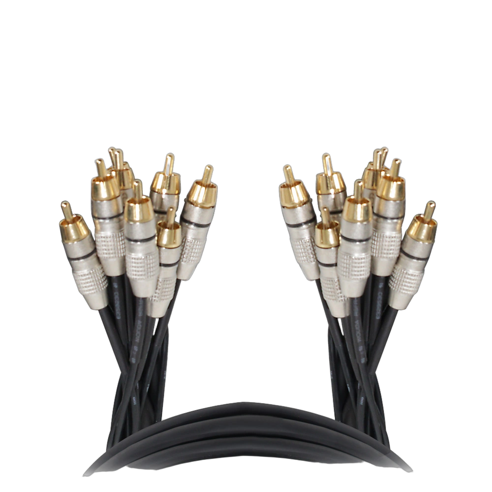 ProX 10 ft. 8-Channel Snake RCA Connectors Front View ProX 10 foot 8-channel snake cable with RCA connectors, professional audio interconnect