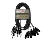ProX 10 foot 8-channel snake cable with XLR3 male connectors and balanced 1/4 inch TRS ends