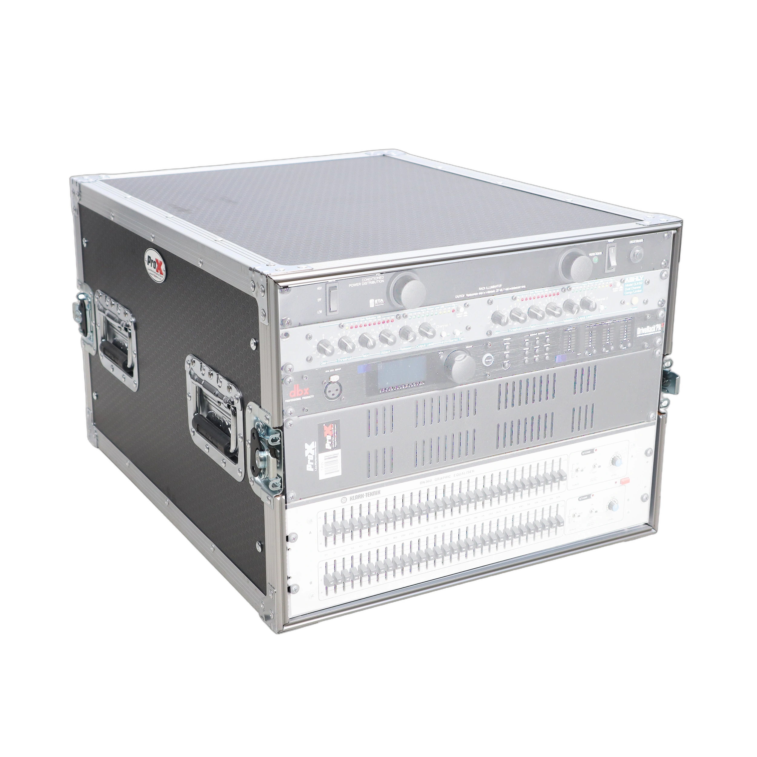 ProX 8U Space Amp Rack Mount ATA Flight Case ProX 8U Space Amp Rack Mount ATA Flight Case 24 inch depth front view