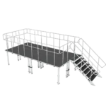 ProX 8x16 foot stage platform package with adjustable height legs and modular sections side angle
