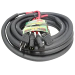 ProX 25 foot AC XLR combo cable showing gold-plated XLR connector and strain relief detail