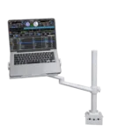 ProX white adjustable arm mount stand with articulating joints for laptop and monitor mounting