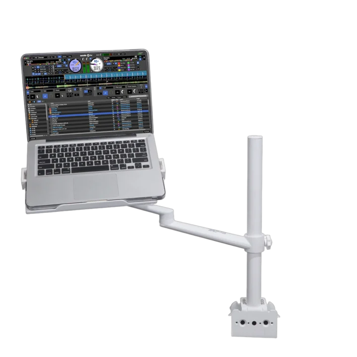 ProX white adjustable arm mount stand with articulating joints for laptop and monitor mounting