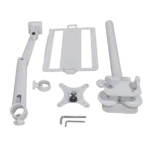 ProX white adjustable arm mount stand showing rear panel mounting bracket and VESA compatibility ports