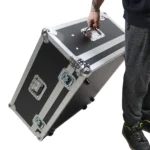 ProX flight case for Allen Heath AVANTIS SOLO mixer with low profile wheels in professional studio setting