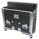 ProX flight case for Allen Heath DLive C3500 console with hydraulic lift and laptop arm dimensional specifications diagram