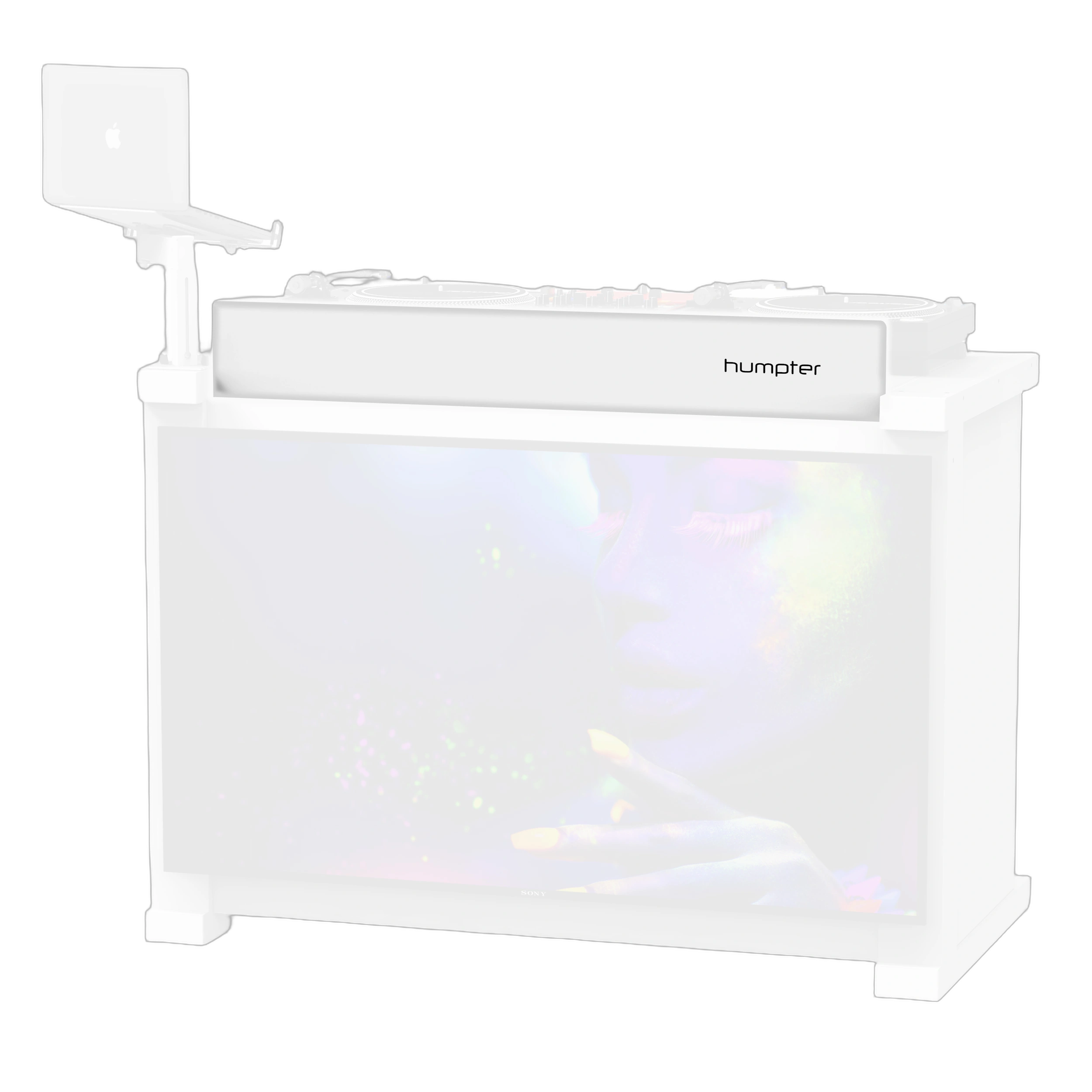 ProX WHITE Aluminum Upper Panel B3 DJ Table Workstation ProX white aluminum upper panel for B3 DJ table workstation, front view showing smooth surface