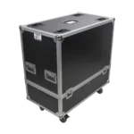 ProX ATA dual speaker flight case with reinforced corners and heavy-duty latches, side view