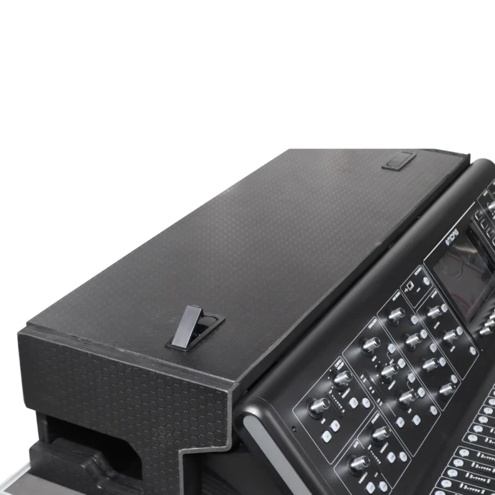 ProX ATA flight case for Midas M32 digital mixer with integrated doghouse compartment and heavy-duty caster wheels